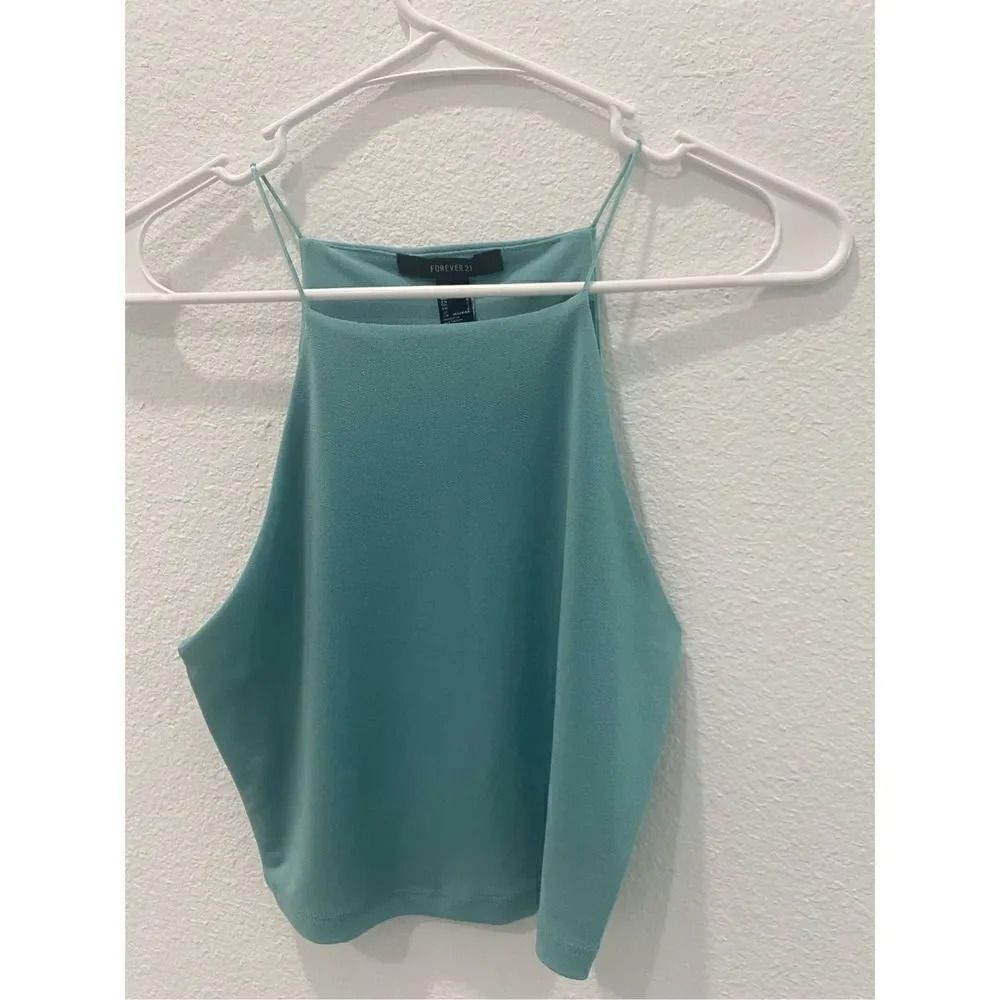Forever 21 Blue High Neck Top Size Small